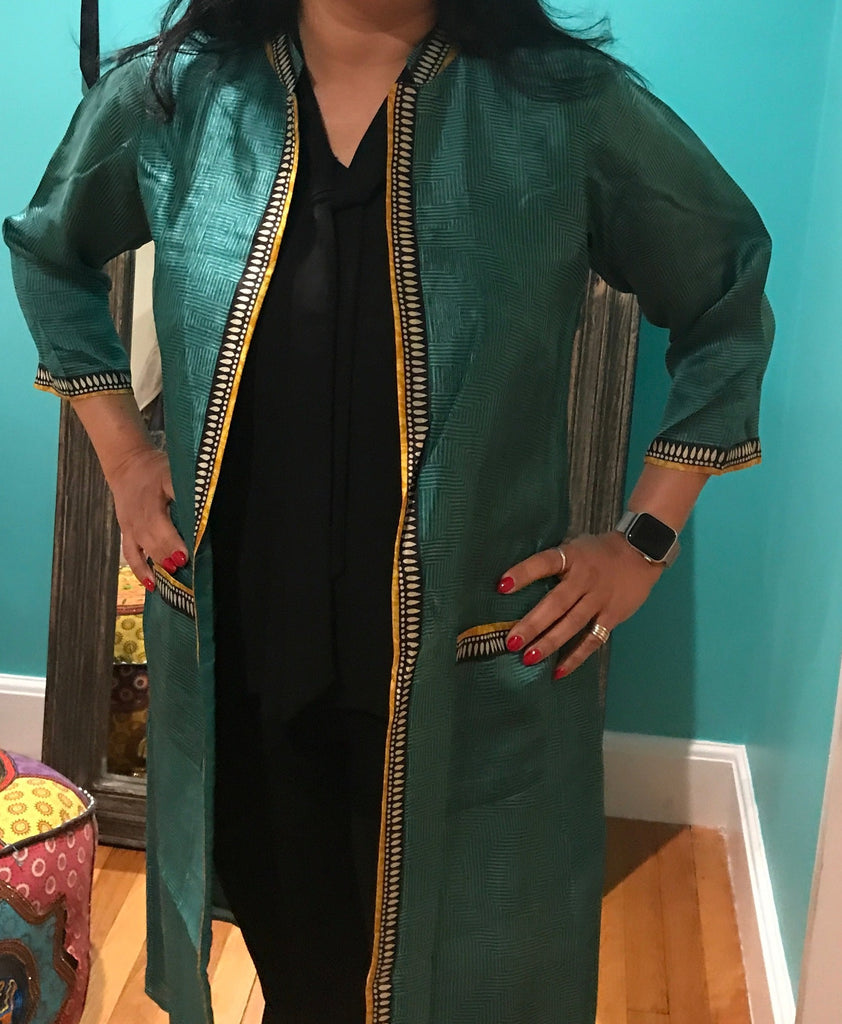 Upcyled Printed Silk Open Jacket