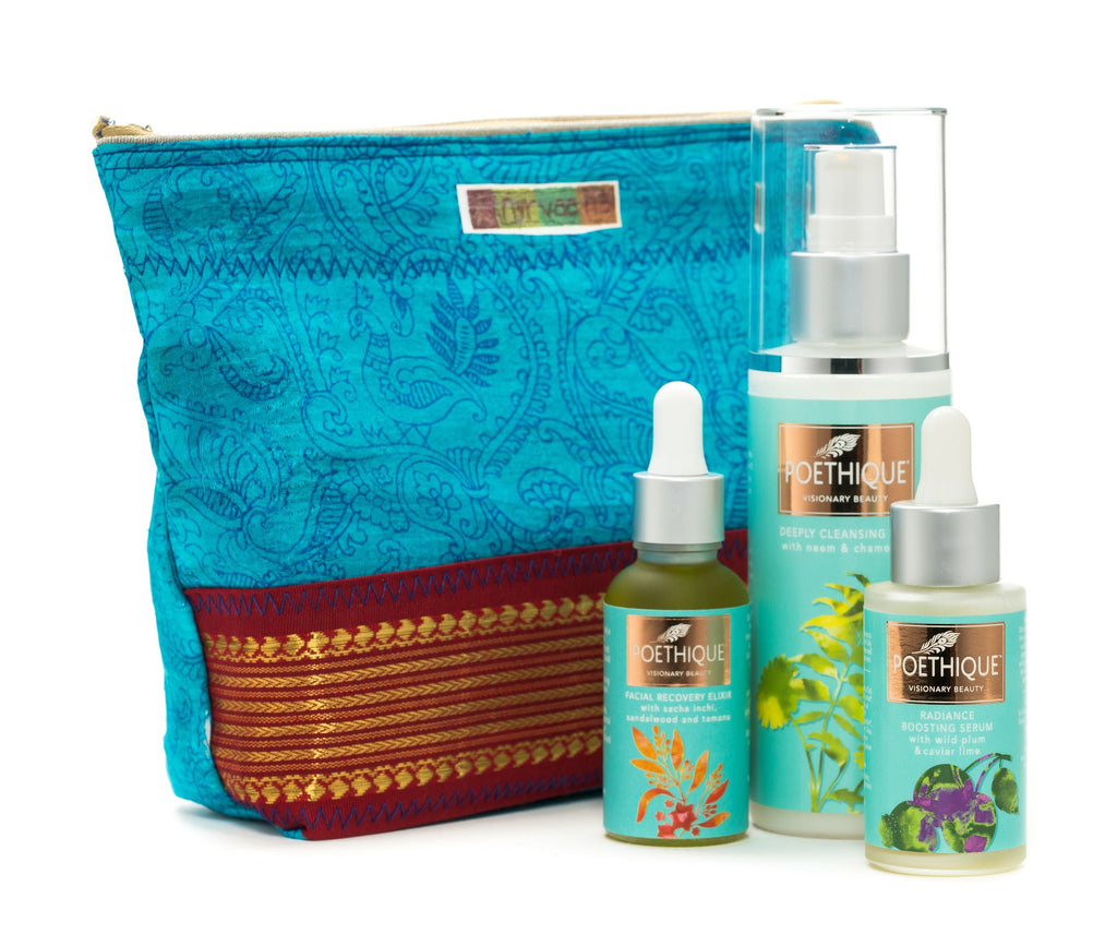Nyrvaana cosmetic bags meet Poethique skincare!