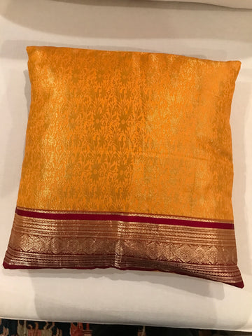 Mustard Red Silk Cushion Covers