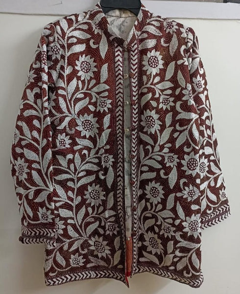 Spring 2024 Reversible Kantha Jackets - Brown and White