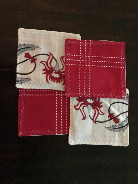 Red Flower Reversible Coasters
