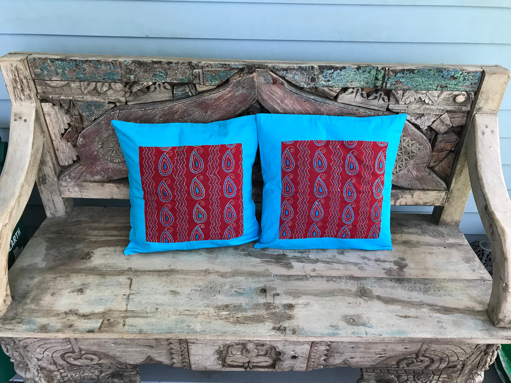Kantha Line - Cushion Covers Blue