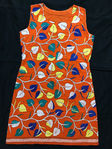 Short Orange Kantha Dress