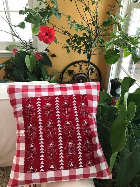 Kantha Line - Cushion Covers Red