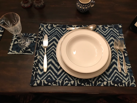 Indigo Tablemat Set - With Bag
